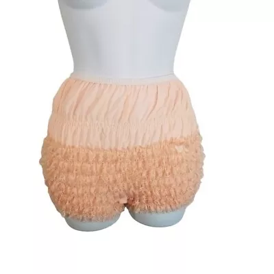 Vtg Peach Ruffle Square Dance Shorts Bloomers Pettipants Sissy S • $79.99