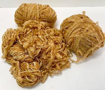 Lucci Metallic Ribbon Yarn Lot Of Wound & Loose Gold No Labels 355 Yards • $19.85