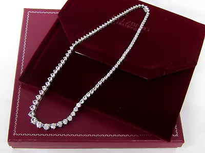 Helzberg White Sapphire Sterling Silver Tennis Necklace 17.5  Lab Created W/ Box • $199.99