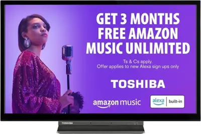 Toshiba 24WK3C63DB 24-inch HD Ready Freeview Play Smart TV 24 Inch Black  • £165.99