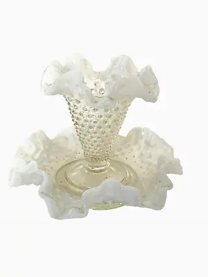 Fenton French Opalescent White Milk Glass PETITE EPERGNE 4” Vase 6” Bon Bon 50'S • $75
