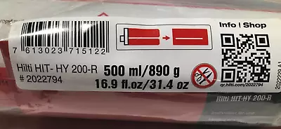 Hilti Injectable Mortar Epoxy - HIT-HY 200-R #2022794 - 500ml / 16.9 Fl. Oz. • $40