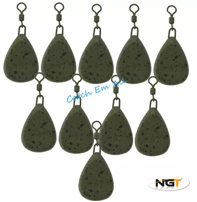 Carp Fishing Weight Leads With Swivel 1.1oz - 3.0oz Lead Flat Pear 10 Pack NGT • £10.45