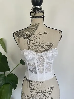 Vintage Retro Strapless Sheer Floral Longline Bra  Corset 32A Fairy Goth • $100