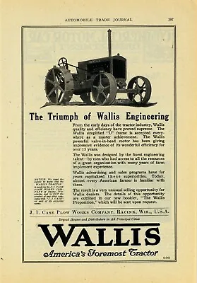 1920 J. I. Case Plow Works Ad: Wallis Tractor W/ U Frame - Racine Wisconsin • $17.76