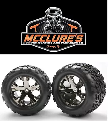 Traxxas Rear All-Star Black Chrome Wheels &Talon Tires 3668A • $19.07