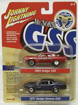 Johnny Lightning 2-pack Mr. Norm 1964 Dodge 330 Tribute & 1971 Dodge Demon Gss A • $18.39