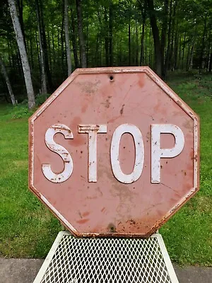 Vintage Thick Steal Stop Sign Embossed  Letters 24 ×24  • $85