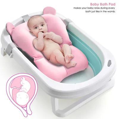 Baby Bath Pad Non-Slip Bathtub Mat Pillow NewBorn Safety Bath Seat Support UK • £8.85