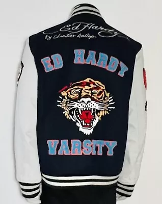 ED HARDY/ CHRISTIAN AUDIGIER Men’s Size 4X Varsity Letterman’s Jacket Fits XXL • $249