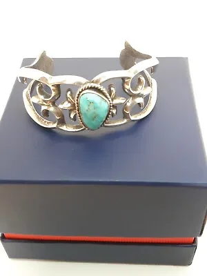 Heavy Vintage Native American Navajo  Silver ? And Turquoise Bangle • £154.99