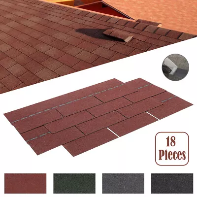 2.61sqm Felt Roofing Shingles 3-Tab Self Adhesive Shed Roof Asphalt Shingle Tile • £32.95