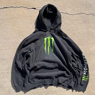 Y2K MONSTER ENERGY Black Promo Hoodie Sweatshirt Jacket Men's Large • $69.99