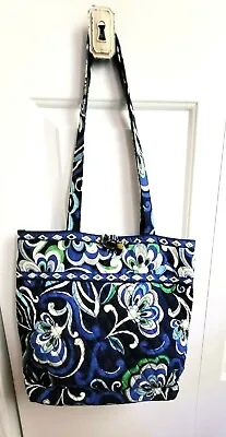 Vera Bradley Large Tote Shoulder Bag Mediterranean Blue Pattern • $28.99