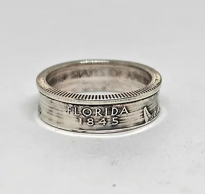 Florida   Silver Proof  Us State Quarter Coin  Ring  Size 4 -12 • $29.99