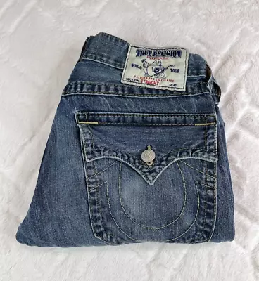 True Religion Jeans Men's Straight Leg Denim Pants W. Flap Pockets - Size 33X32 • $44.99