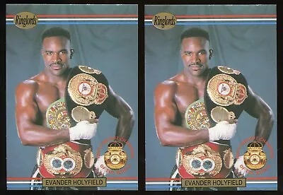 TWO 1991 EVANDER HOLYFIELD Ringlords Boxing Card #1 HOF Mike Tyson International • $74.20