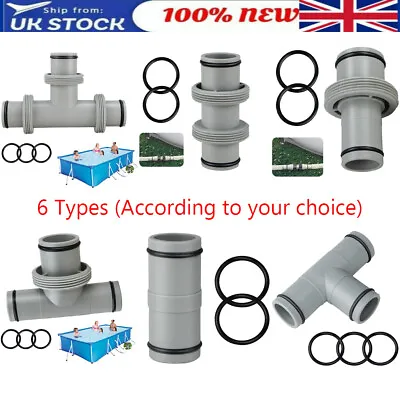 Swimming Pool T-Joint/Straight Filter Pump Hose Connector Fit For Intex/Bestway • £10.55