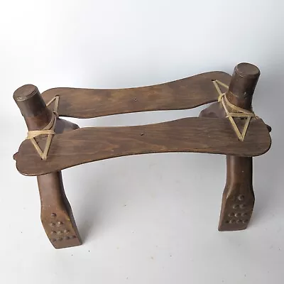 Antique Egyptian Wood Camel Saddle Vtg Foot Stool Ottoman Middle Eastern • $99.99