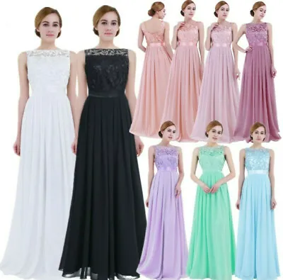 Women Elegant Bridesmaid Dress Chiffon Wedding Evening Ball Long Maxi Dresses • £25.35