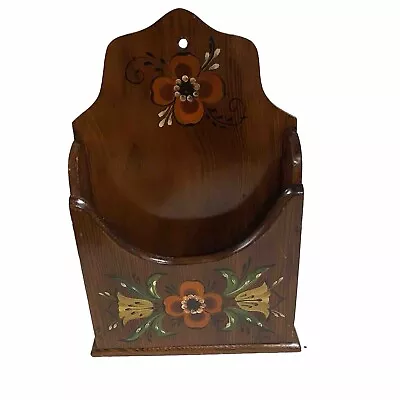 Vintage Floral Hand Painted Wooden Letter Mail Holder Sorter Signed By Artist • $20