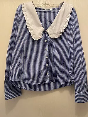 MNG Mango Collared Striped Blouse • $6.80