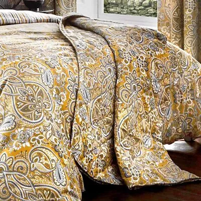 Dreams & Drapes Maduri Paisley Quilted Bedspread 229cm X 195cm Yellow Grey • £37.13