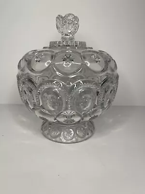 Vintage Clear Glass Moon And Stars Compote Candy Dish With Lid 8” LE Smith Read • $34