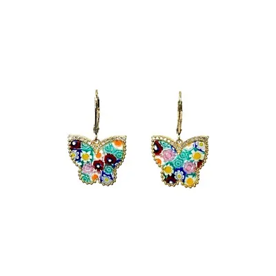 14K Yellow Gold Multi-Color Murano Glass Butterfly Earrings • $500