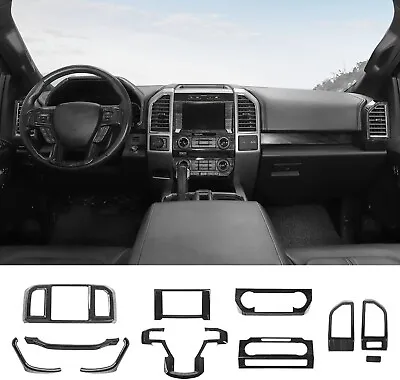 11 Pc. Molded Black Wood Grain Dashboard Trim Cover Set For 17-21 Ford F250 F350 • $189