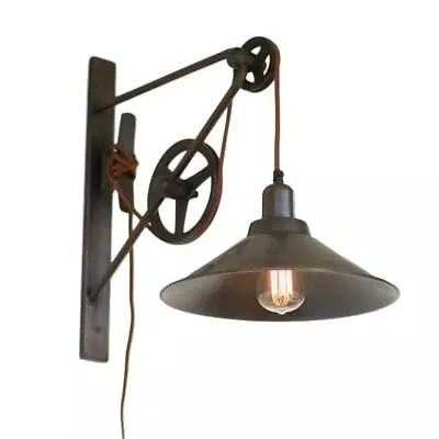 Vintage Style Industrial Double Pulley Wall Lamp Sconce Metal Shade Adjustable • $277.95