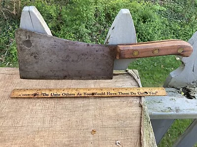 Antique Vintage FOSTER BROS Solid Steel Butcher MEAT CLEAVER Knife EXCELLENT • $29