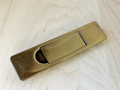 Warm Brass Finish Flip Up Barn Pocket Door Hardware Flush Finger Pull Keeler • $6