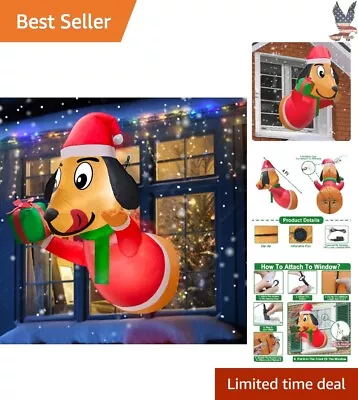 Adorable Festive Santa Dachshund Inflatable - 4 Ft - Out Window • $40.49