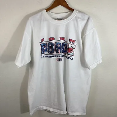 Vintage Y2K John Force NHRA Funny Car Champion Drag Racing White T Shirt Mens XL • $19.99