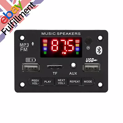 MP3 Player Bluetooth 5.0 Decoder Board Car FM Radio TF USB AUX Remote Module • £10.31