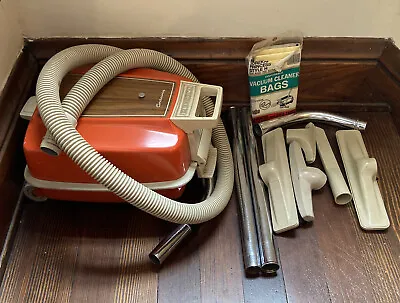 RARE Blaze Orange Vintage Eureka Cordaway Canister Vacuum Cleaner Working • $145.99