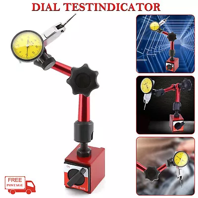 £18.09 • Buy Flexible Magnetic Base Holder Stand + Metric Precision Dial Test Indicator Gauge