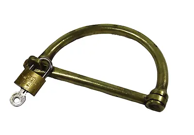 Vintage Military Lock Solid Brass With Iron Padlock With Key Antique • $49