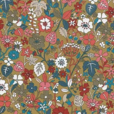 Pretty Floral Cord Needlecord By Dashwood Studio Corduroy Fabric 21 Wale • £5.25