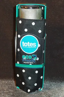 NEW Totes Eco Friendly Mini 6  Manual Umbrella 38  Coverage Black White Dots • $9.99
