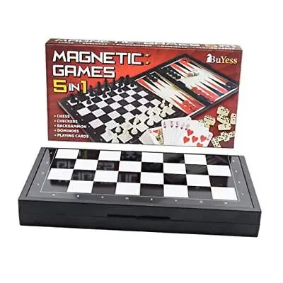 5 In 1 Mini Magnetic Chess Checkers Dominoes Backgammon And Cards Set Small  • $19.93