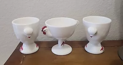 Vintage Westmoreland Milk Glass Hen Chicken Egg Cup Farmhouse Set Of 3 • $38