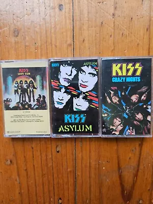 3 X KISS ALBUMS Love Gun + Asylum + Crazy Nights CASSETTE TAPE BULK LOT • $49.99