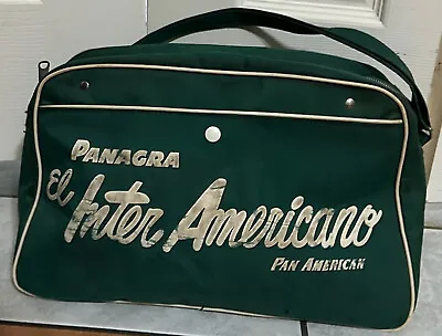 Vintage PANAGRA El Inter Americano Pan American Green Travel Carry-on Bag 6x14x9 • $24.99