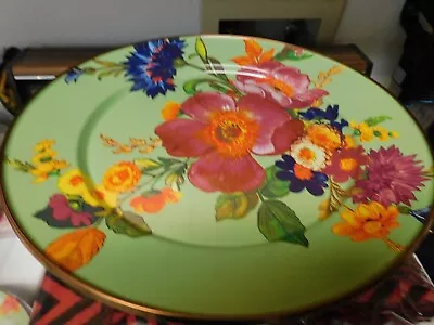 Mackenzie -childs Green Flower Market 12  Pedestal Platter Check Basenew • $100