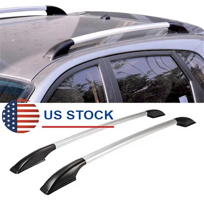 $44.09 • Buy 51.1'' Silver Luggage Rack Side Bars Rails Top Frame Perforation-Free Decoration