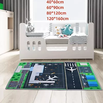Children's Kids Rugs City Town Car Airport Road Map Interactive Play Room Mat • £10.99