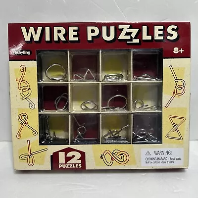 12 WIRE PUZZLES Brain Teaser Mind Game Toy Steel Metal IQ Test Magic Trick BOX • $12.99