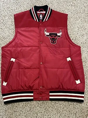 Mitchell & Ness  Sz L NBA CHICAGO BULLS Button Up Puffer Vest Jacket • $49.99